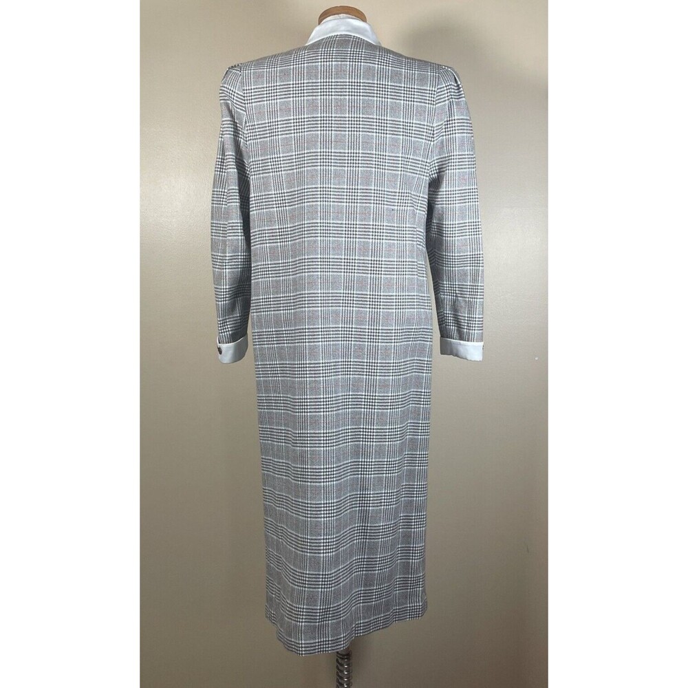 Vintage 80s  Plaid Dress Double Breasted Big Bow Contrast Collar C-38.5" Midi - Picture 15 of 16